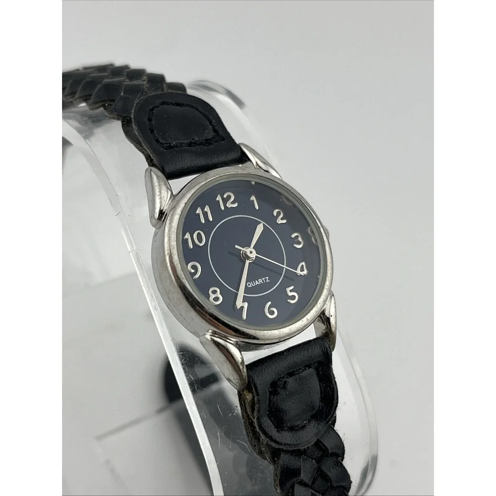 White Stag Watch Women 23mm Case Black Braided Band Blue Dial- New Battery‎